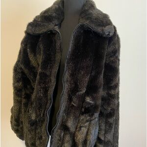 Vintage Monterey Fashions Women's Faux Fur Coat Jacket Brown Heavy Size 18